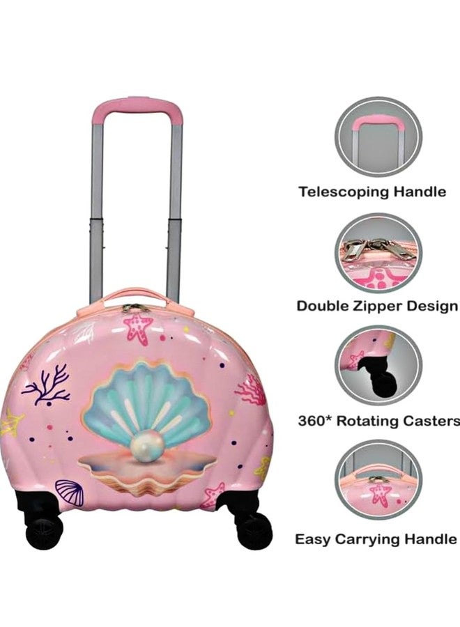 Swarn Products منتجات سوارن، حقيبة سفر بعجلات مزينة بطبعة لؤلؤ لطيفة للأطفال بسعة جيدة (لون وردي، قطعة واحدة) - Image 5